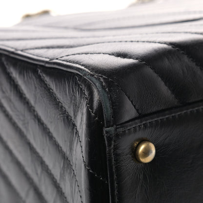 Chanel Aged Calfskin Chevron Large Coco Handle Shopping Tote Black 11 of 14