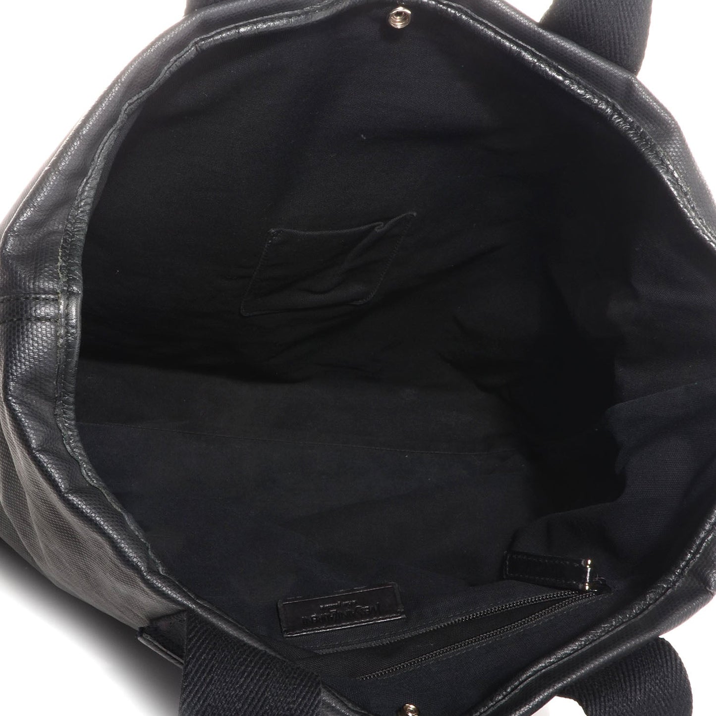Coated Canvas Leather Patch Logo Tote Black