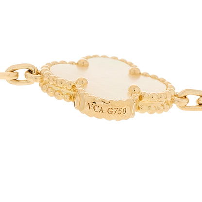 Van Cleef & Arpels 18K Yellow Gold Mother of Pearl 10 Motifs Vintage Alhambra Necklace 11 of 12