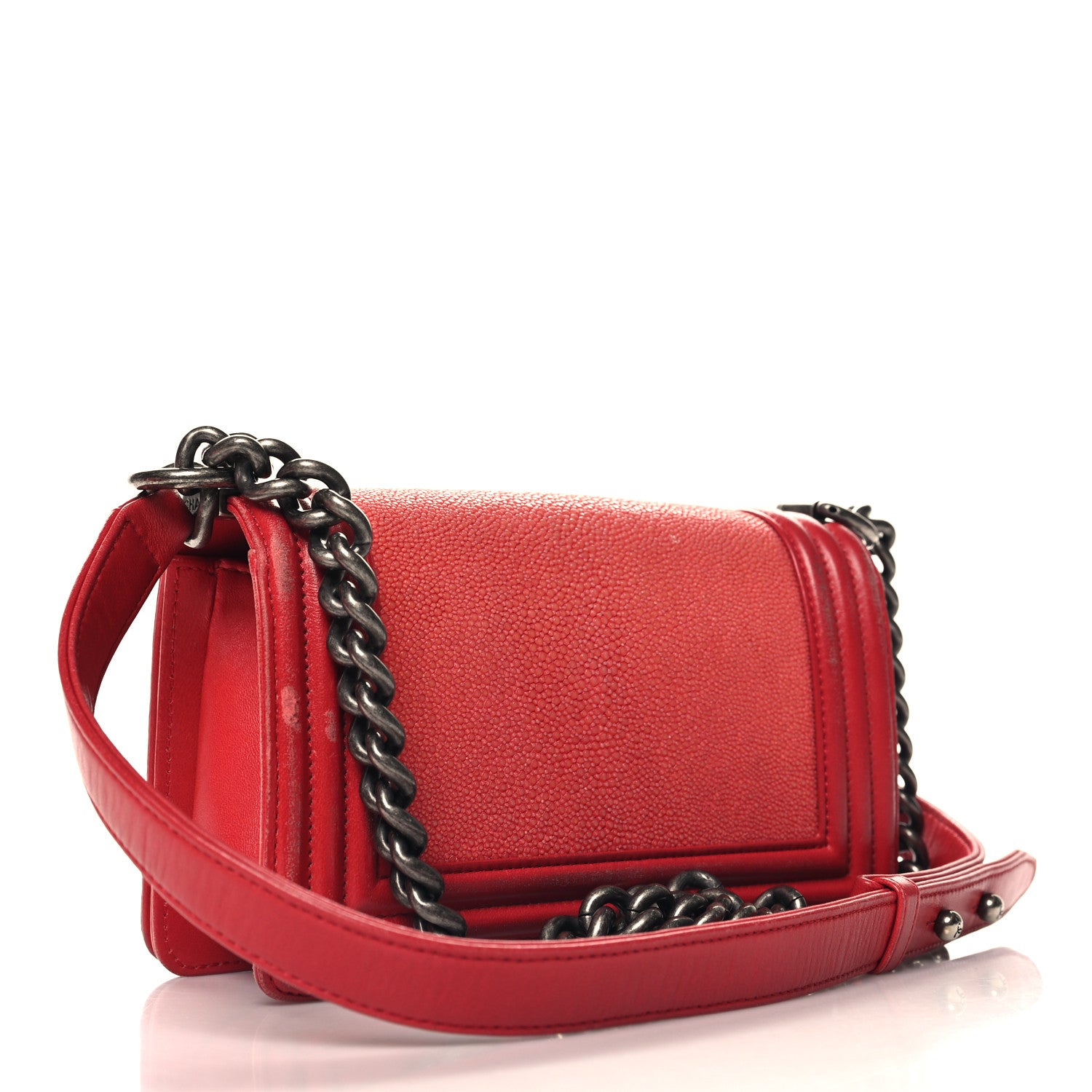 Chanel Galuchat Stingray Small Boy Flap Red 3 of 11