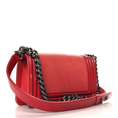Chanel Galuchat Stingray Small Boy Flap Red 3 of 11