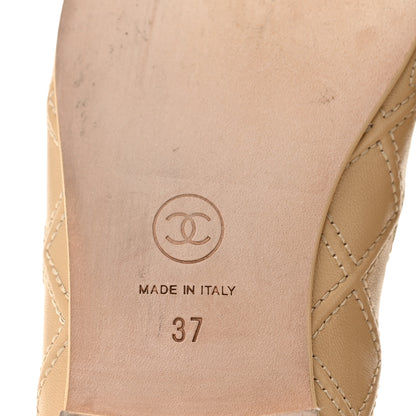 Chanel Lambskin Patent Double Stitched CC Cap Toe Ballerina Flats 37 Beige Black 7 of 10