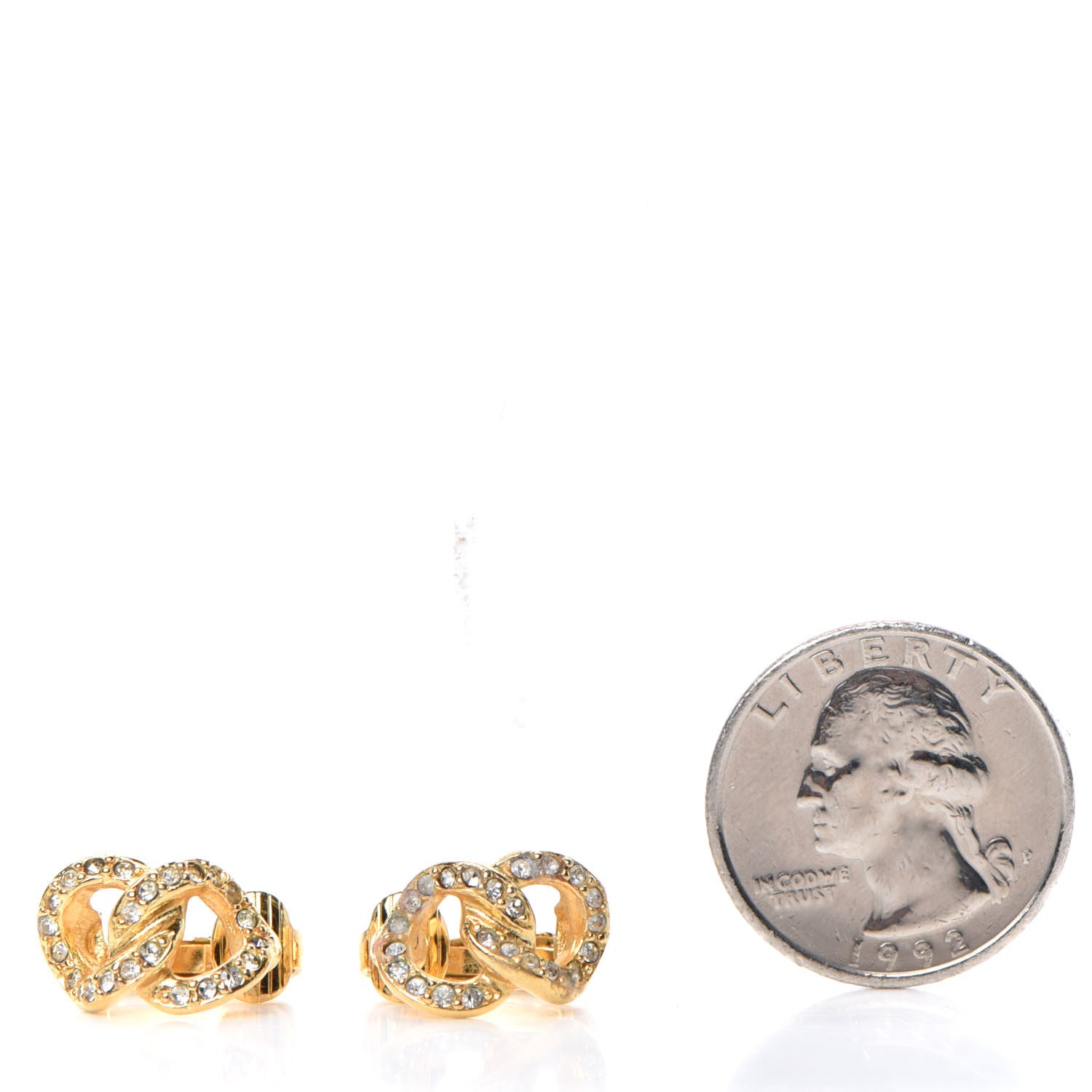 Christian Dior Crystal Infinity Logo Clip On Earrings Gold 2 of 4