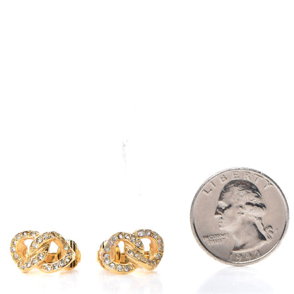 Christian Dior Crystal Infinity Logo Clip On Earrings Gold 2 of 4