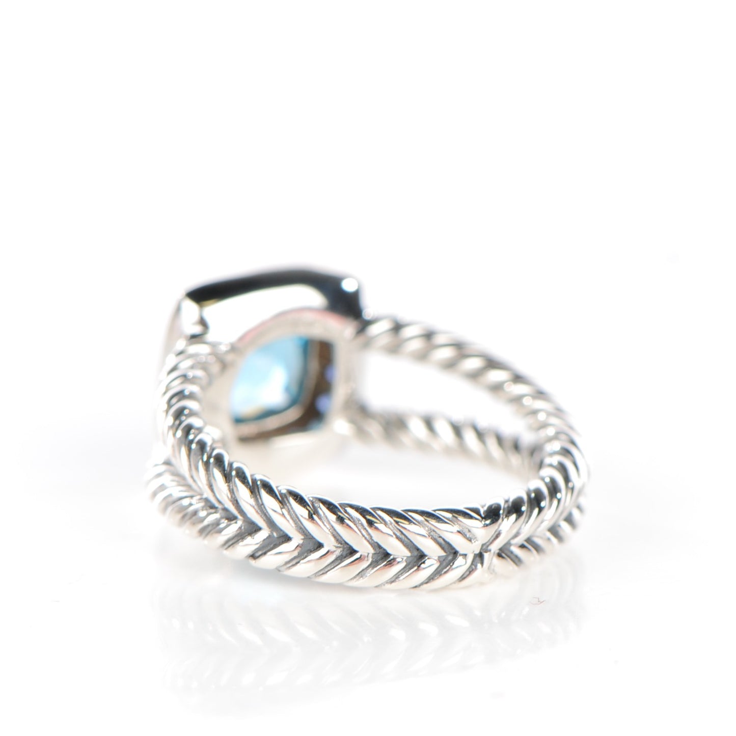 Sterling Silver Blue Topaz Sapphire 7mm Petite Cable Candy Ring 51.5 6