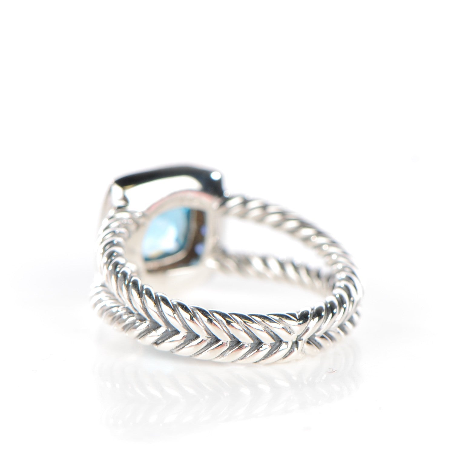 David Yurman Sterling Silver Blue Topaz Sapphire 7mm Petite Cable Candy Ring 51.5 6 3 of 5