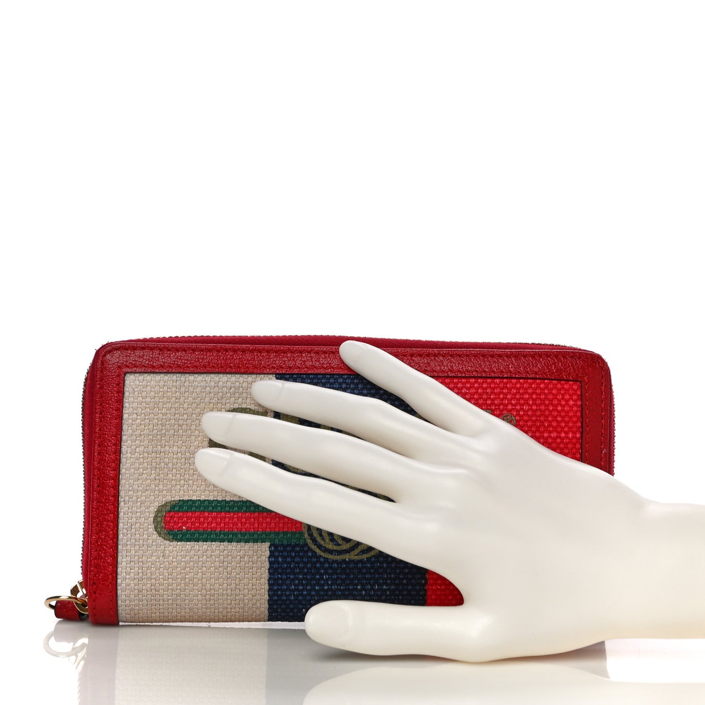 Canvas Sylvie Stripe Logo Zip Around Wallet Mystic White Hibiscus Red Maritime