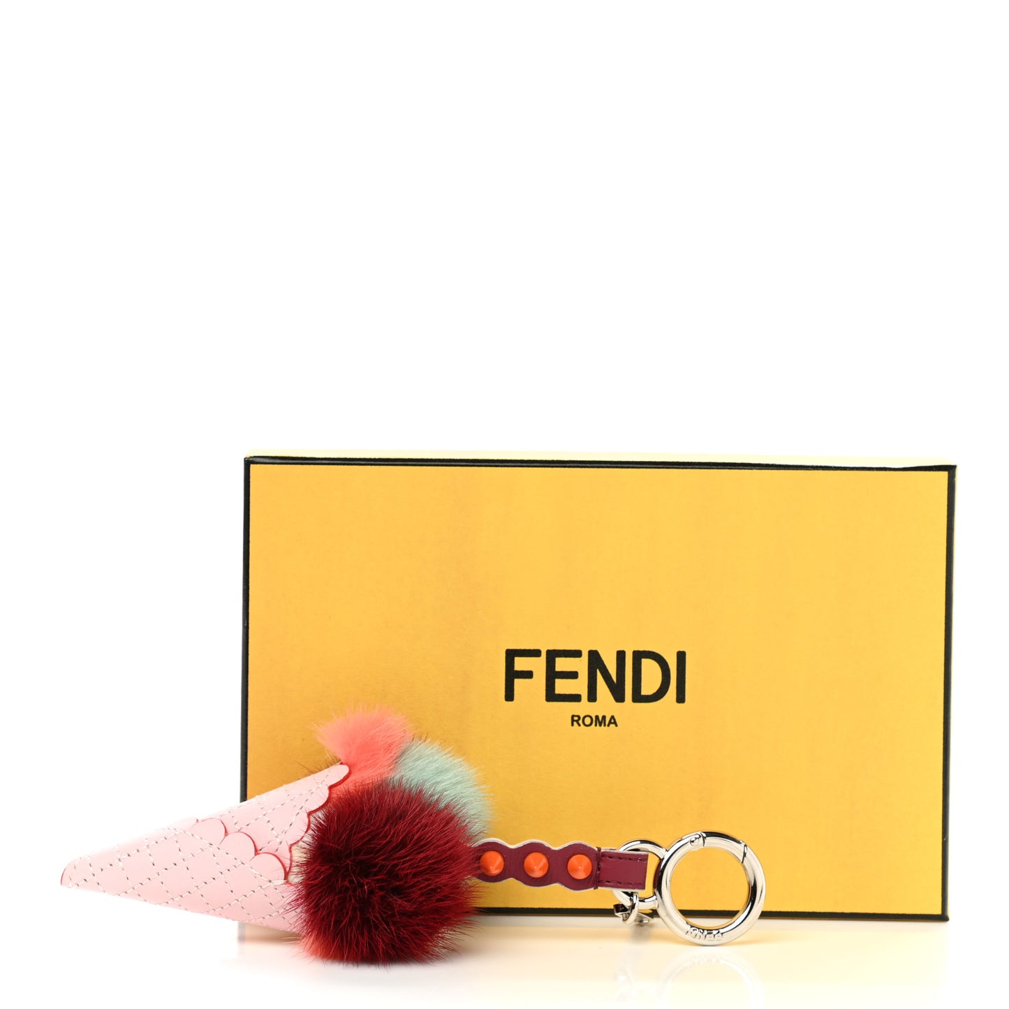 Mink Fur Calfskin Fun Fair Bag Charm Multicolor