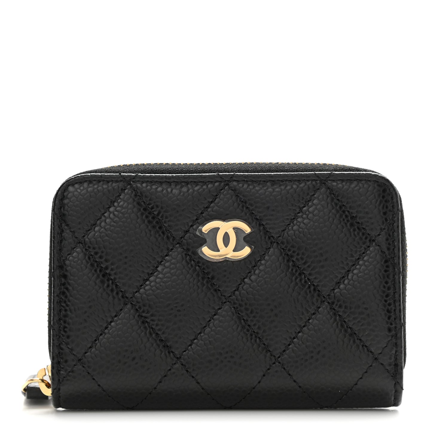 Caviar Quilted Zip Coin Purse Black