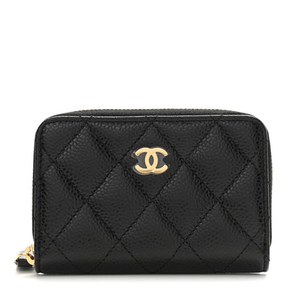 Chanel Caviar Quilted Zip Coin Purse Black 2 of 14