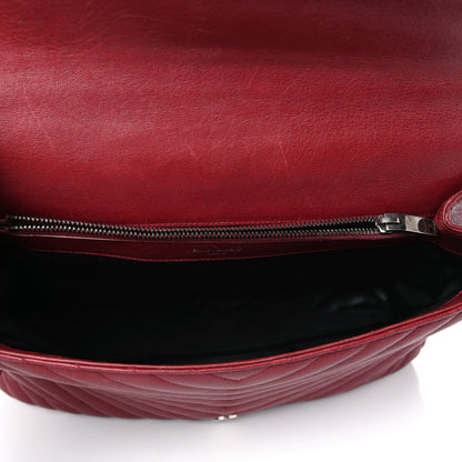 Saint Laurent Sheepskin Matelasse Chevron Large College Monogram Satchel Rouge 4 of 12