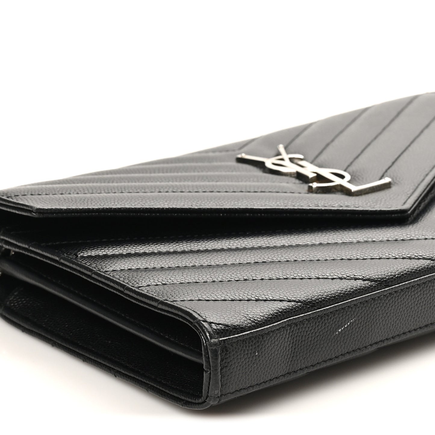 Grain De Poudre Matelasse Chevron Monogram Chain Wallet Black