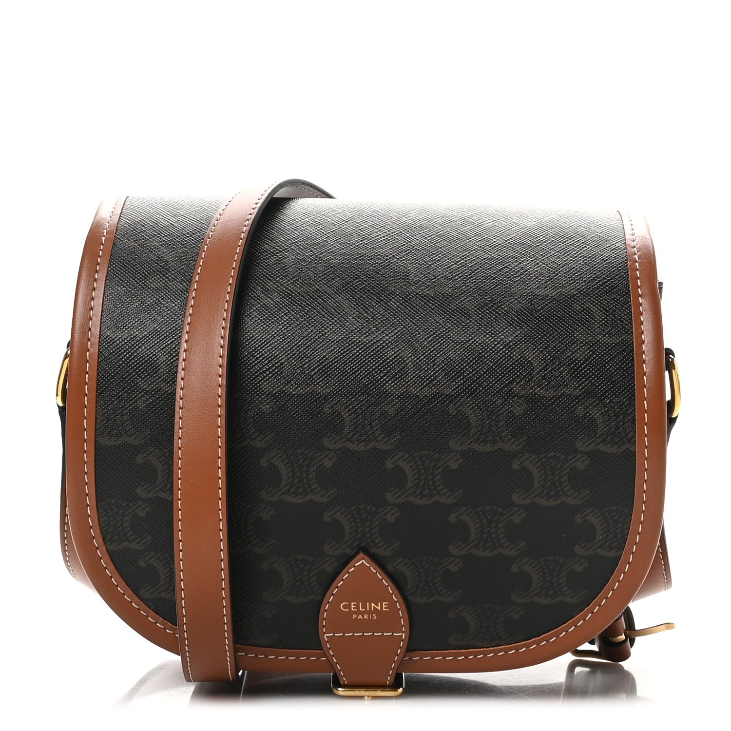 Celine Triomphe Canvas Medium Folco Bag Tan 1 of 9