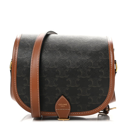 Celine Triomphe Canvas Medium Folco Bag Tan 1 of 9