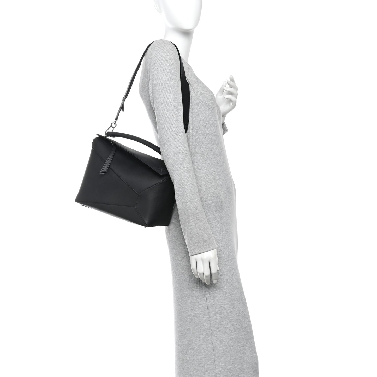 Calfskin Medium Puzzle Edge Bag Black