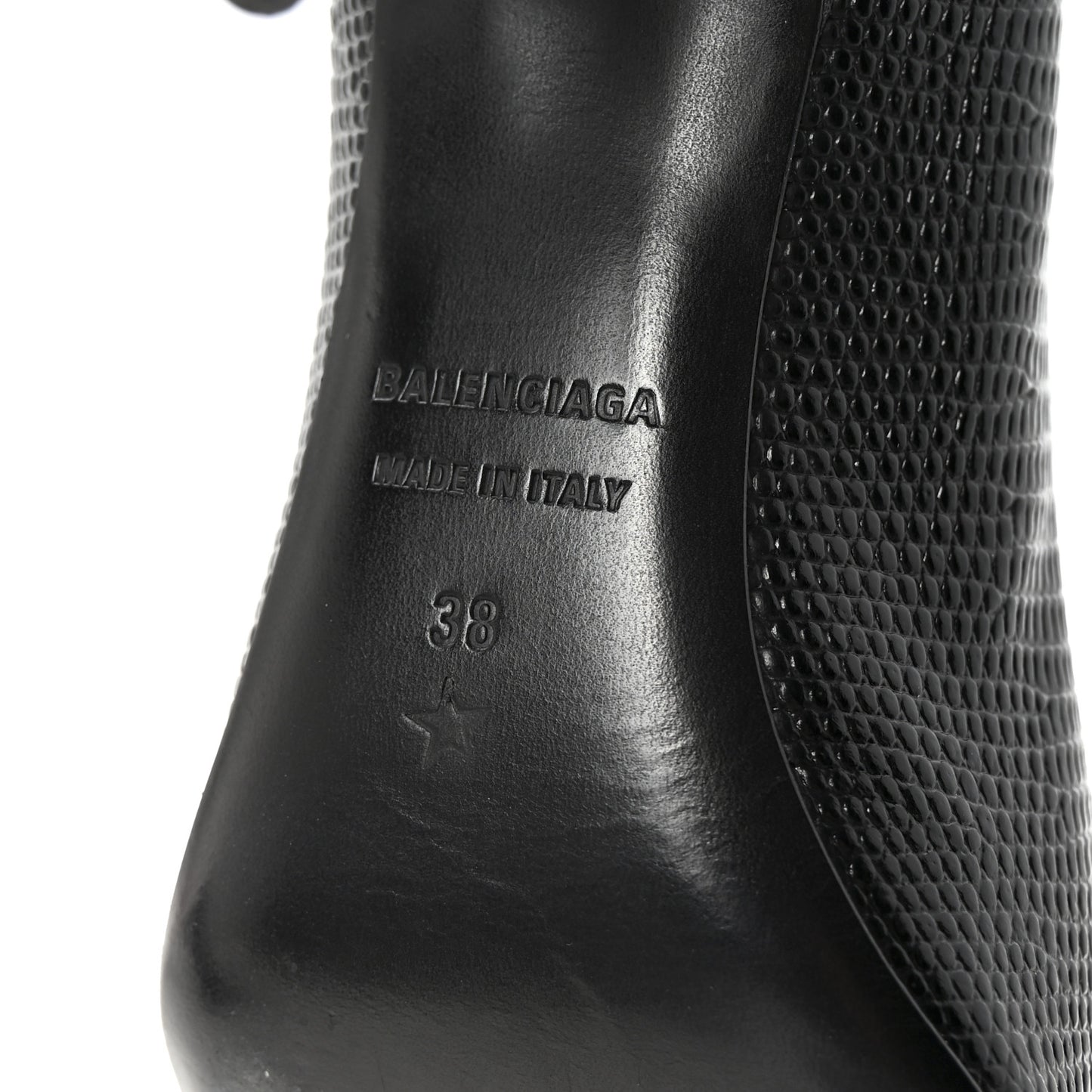 Calfskin Lizard Embossed BB Square Knife 80mm Pumps 38 Black