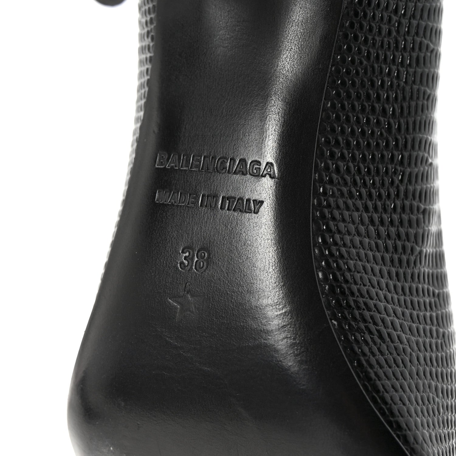 Balenciaga Calfskin Lizard Embossed BB Square Knife 80mm Pumps 38 Black 7 of 10