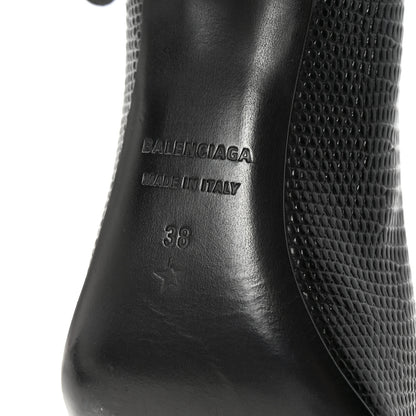 Balenciaga Calfskin Lizard Embossed BB Square Knife 80mm Pumps 38 Black 7 of 10