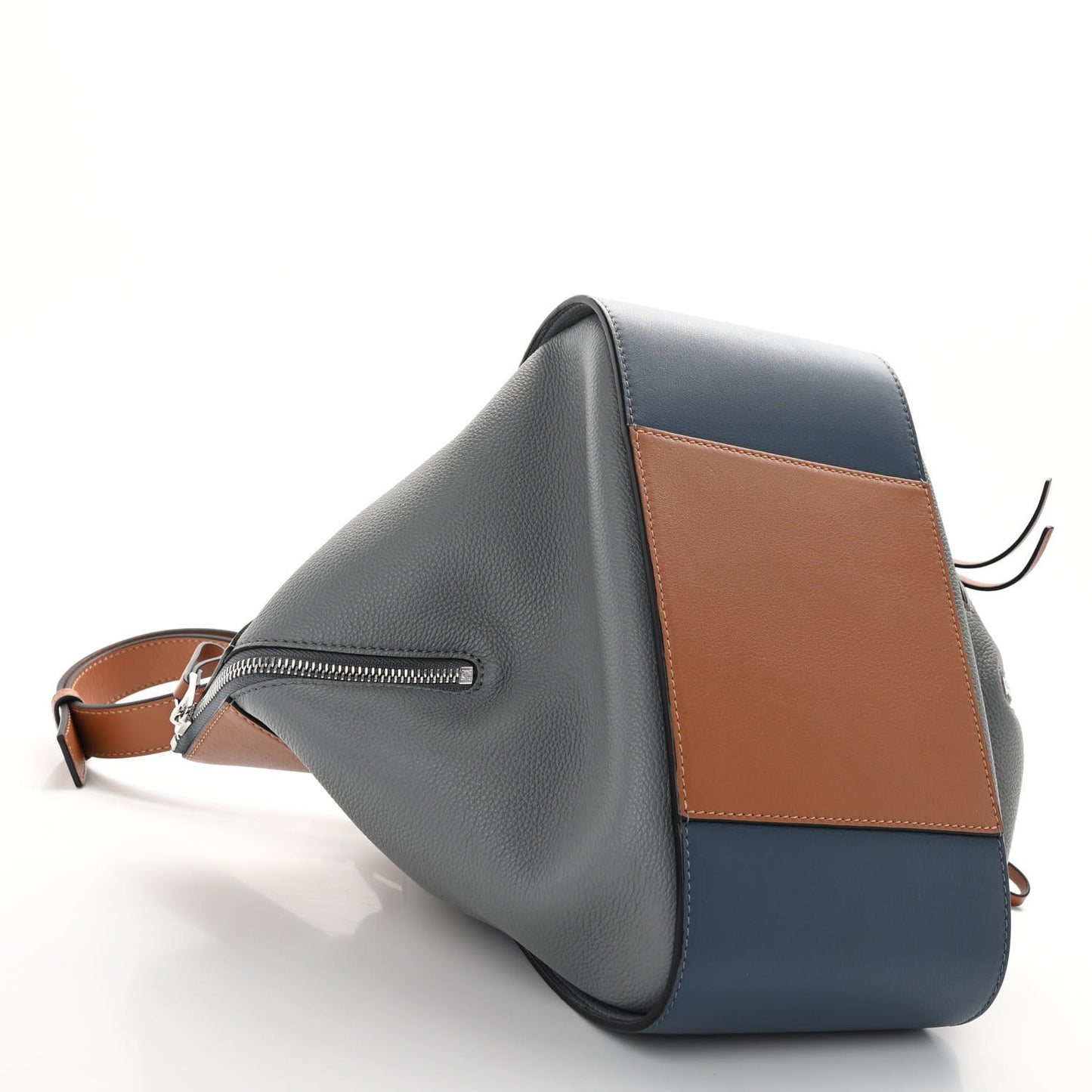 Calfskin Small Hammock Shoulder Bag Steel Blue Tan