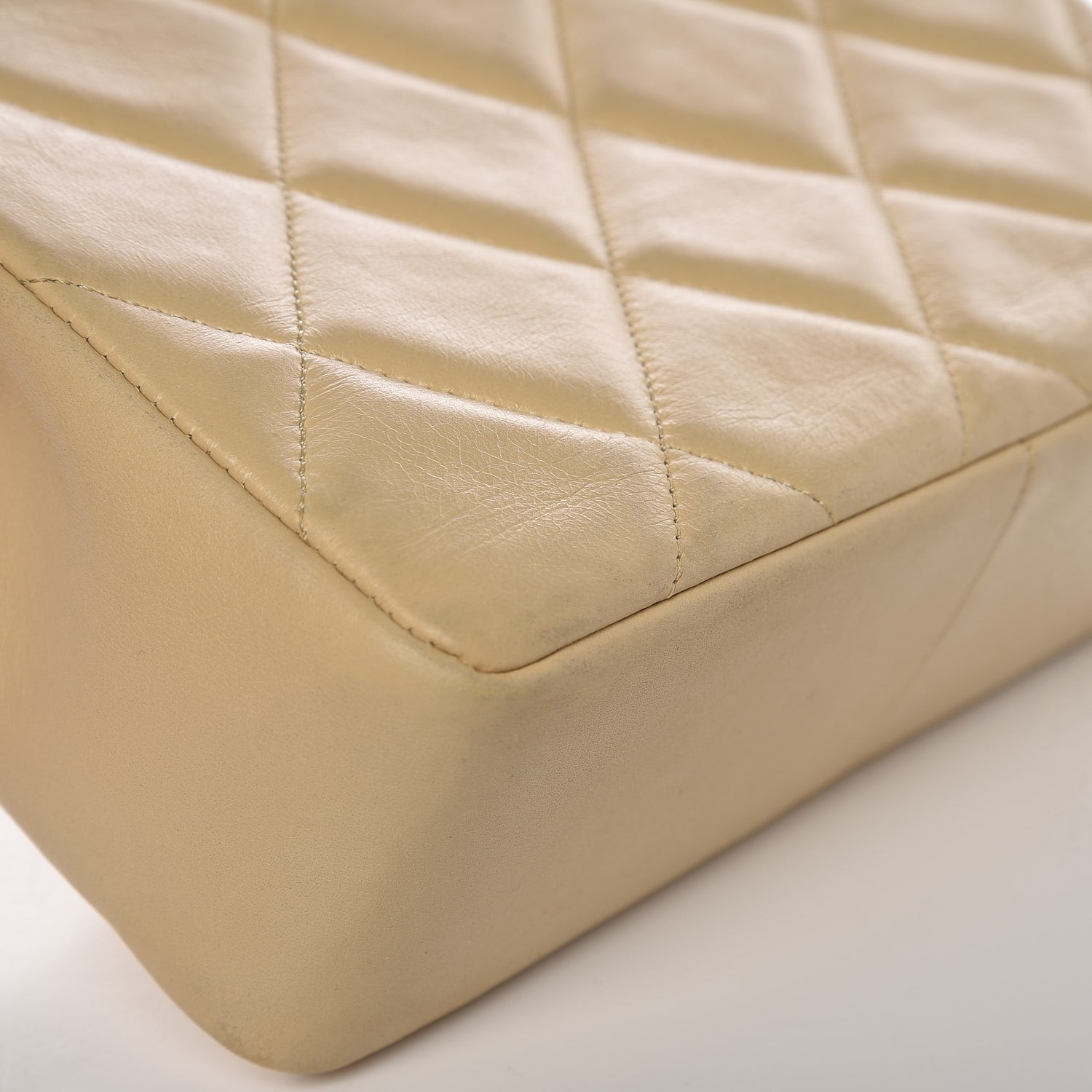 Chanel Lambskin Quilted Bi-Color Flap Beige Black 11 of 12