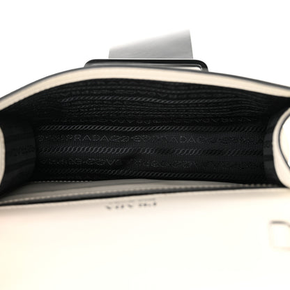 Prada City Calf Plex Ribbon Bag White Black 5 of 12