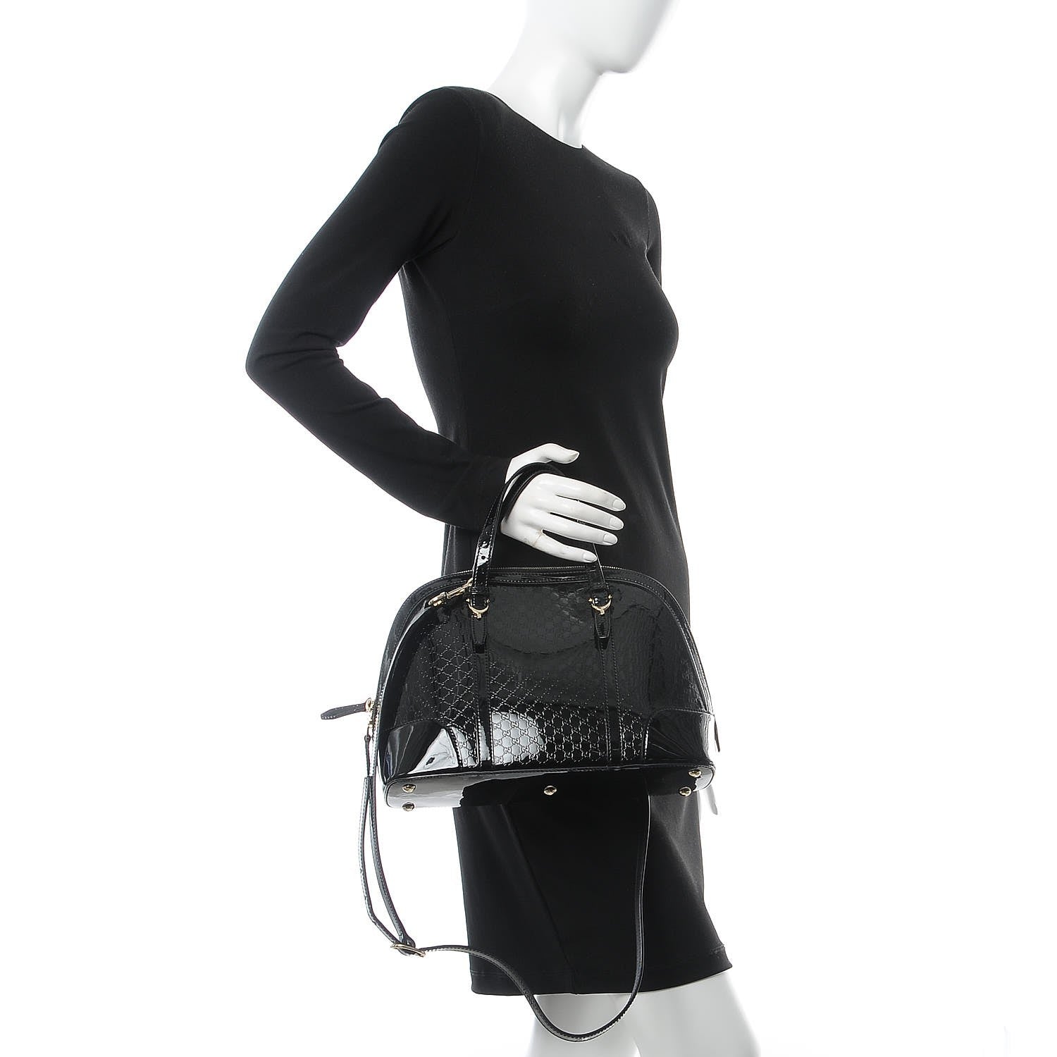 Gucci Patent Microguccissima Small Nice Top Handle Dome Bag Black 2 of 8
