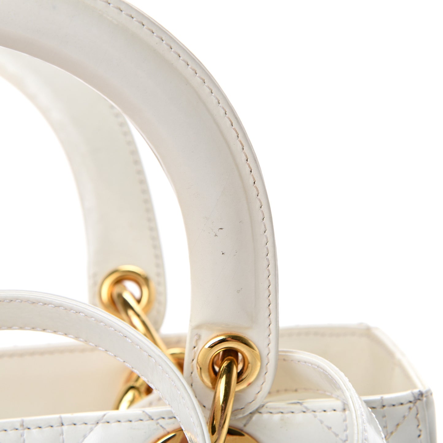 Patent Cannage Medium Lady Dior White