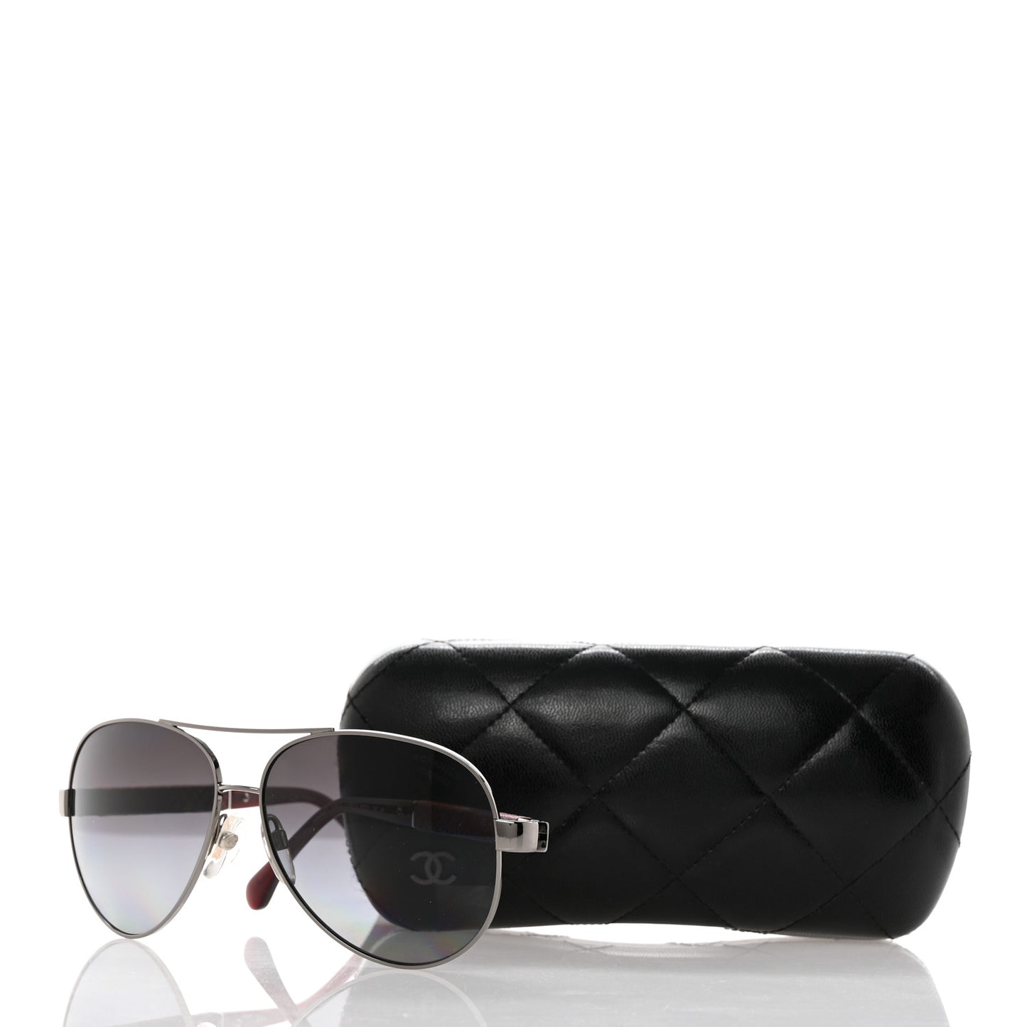Lambskin Quilted CC Aviator Sunglasses 4195-Q Burgundy