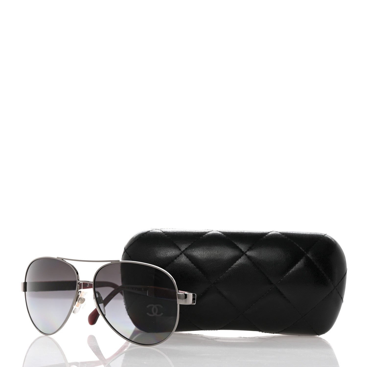Chanel Lambskin Quilted CC Aviator Sunglasses 4195-Q Burgundy 8 of 8
