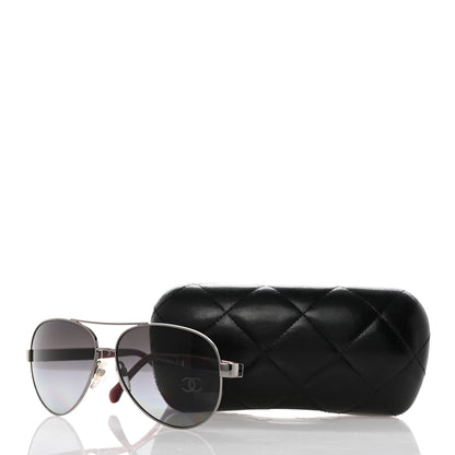 Chanel Lambskin Quilted CC Aviator Sunglasses 4195-Q Burgundy 8 of 8