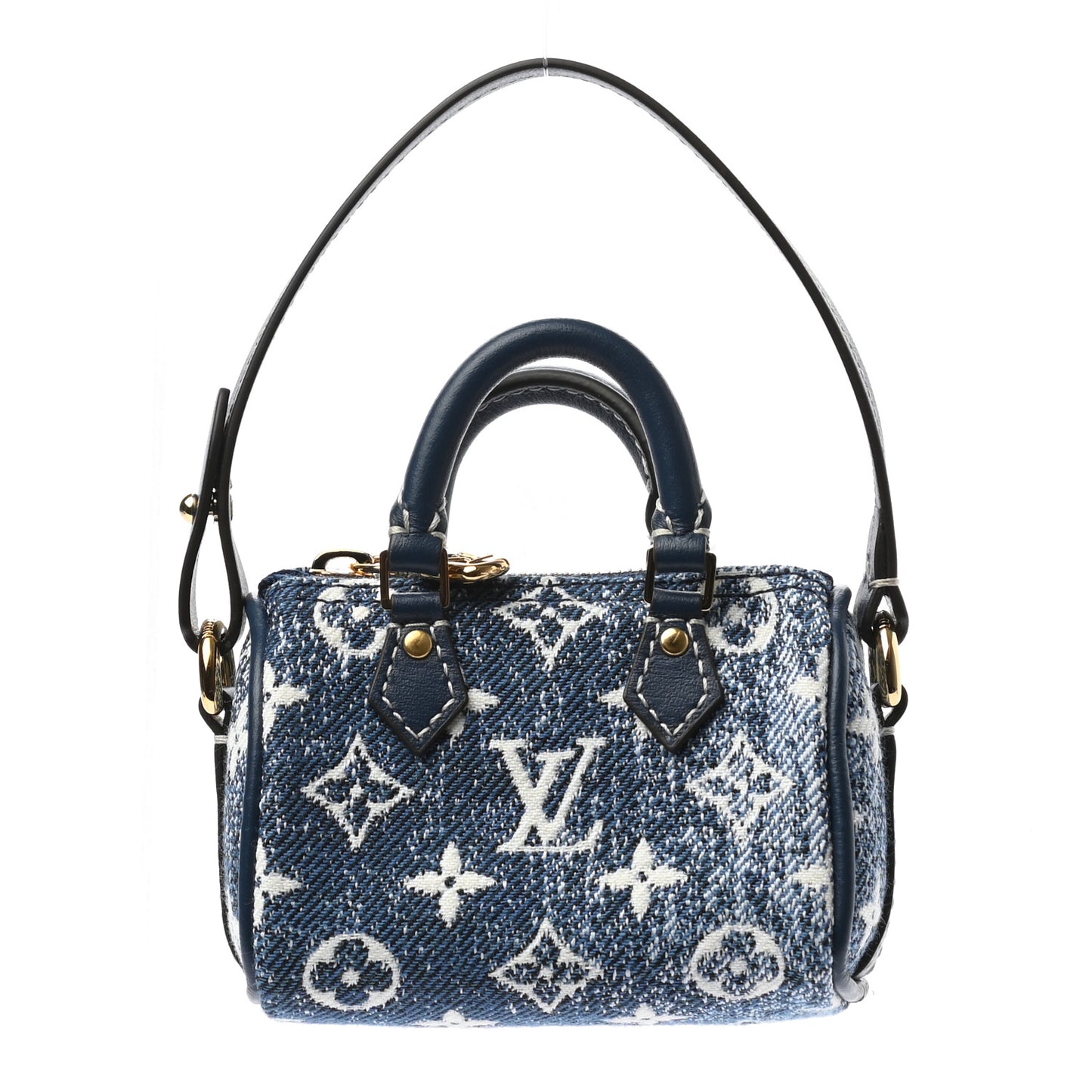 Denim Monogram Jacquard Micro Speedy Bag Charm Bleu