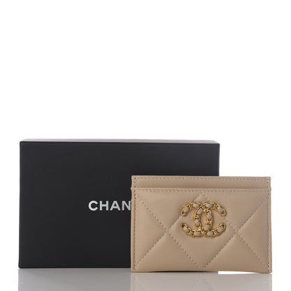 Chanel Goatskin Quilted 19 Card Holder Beige 6 of 6