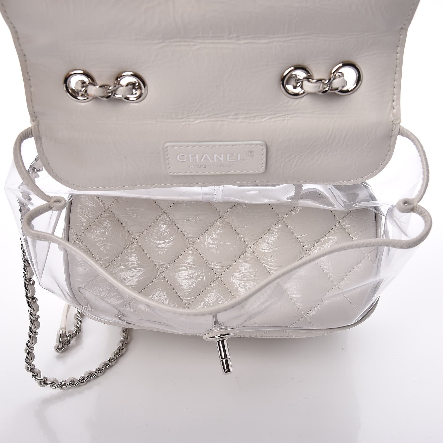 Chanel Crumpled Calfskin PVC Quilted Flap White 6 of 10