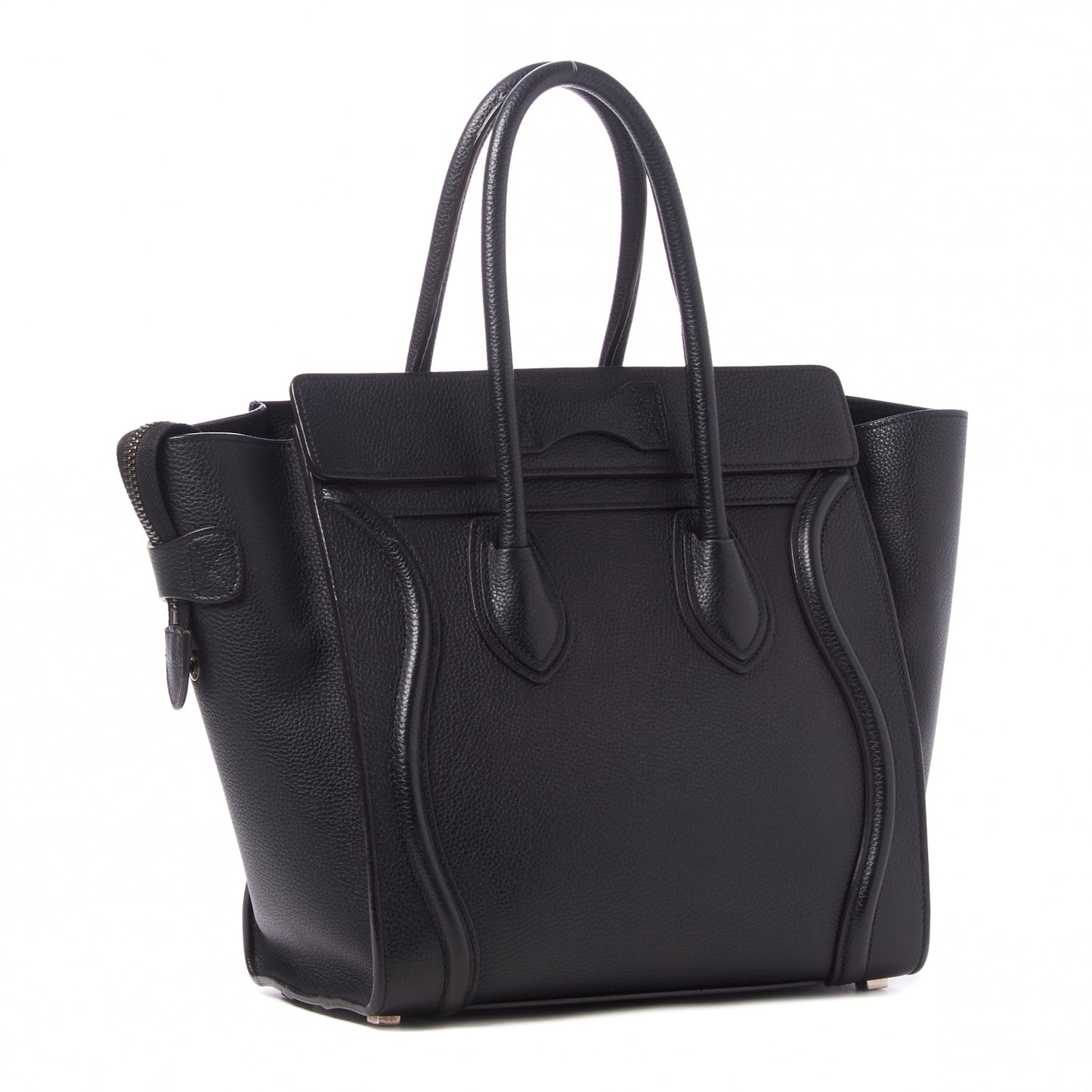 Drummed Calfskin Micro Luggage Black