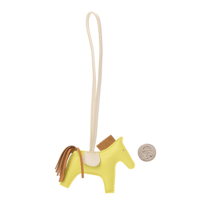 Hermes Milo Lambskin Grigri Rodeo Horse Bag Charm PM Lime Sesame Craie 2 of 4