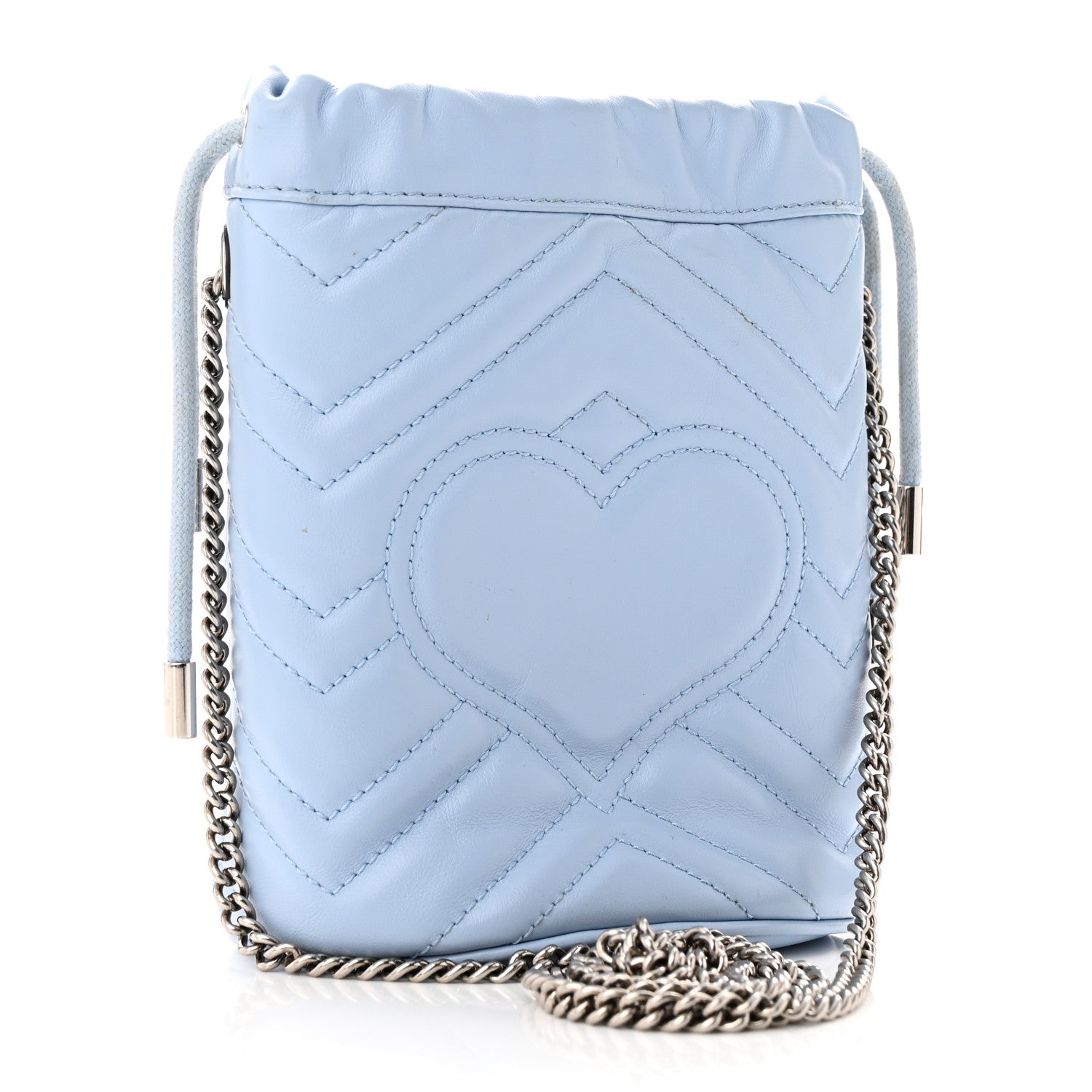 Gucci Calfskin Matelasse Mini GG Marmont 2.0 Bucket Bag Porcelain Light Blue 3 of 10