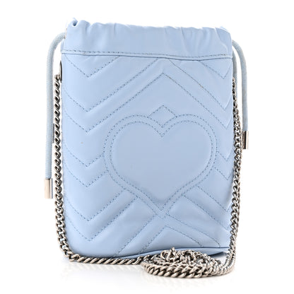 Gucci Calfskin Matelasse Mini GG Marmont 2.0 Bucket Bag Porcelain Light Blue 3 of 10