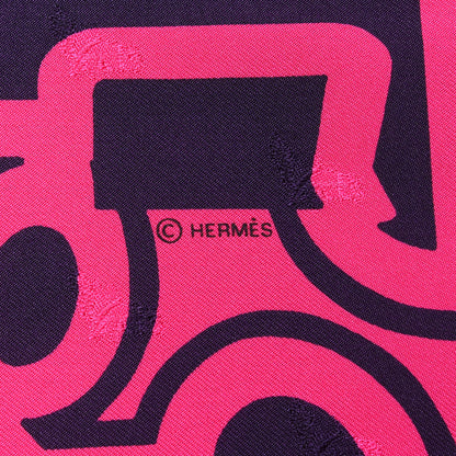 Hermes Silk Les Coupes Tattoo Scarf 70 Rose Vif Marine 4 of 4