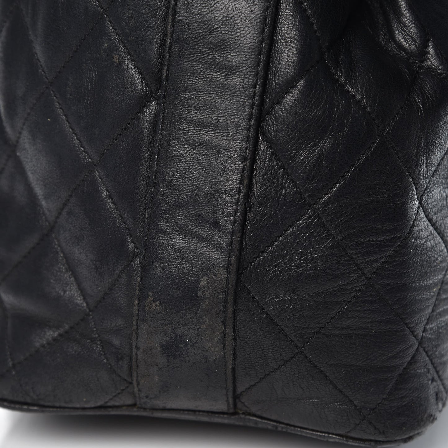 Lambskin Quilted Drawstring Bag Black