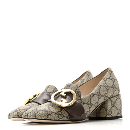 Gucci GG Supreme Monogram Malaga Kid Blondie Pumps 35.5 Beige Ebony New Acero 4 of 13