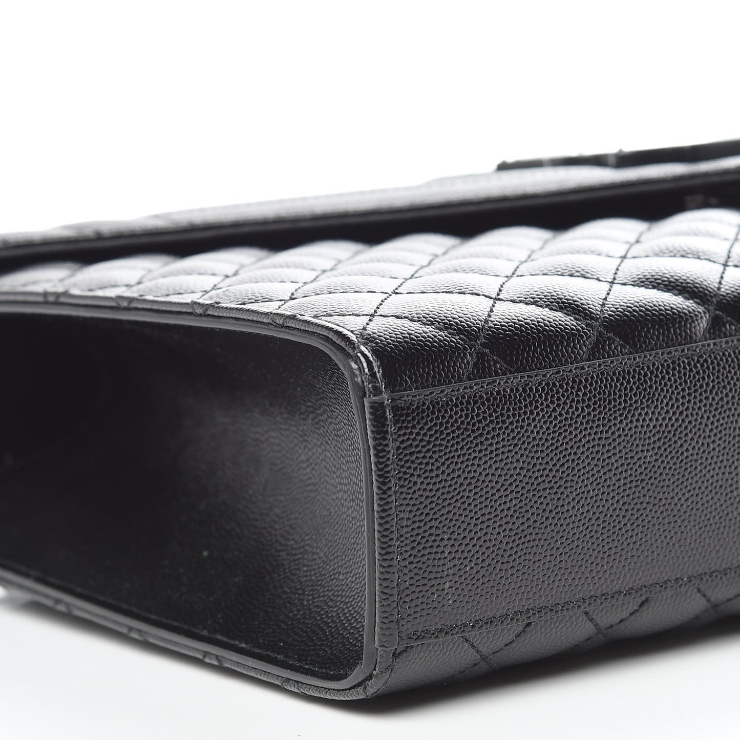Grain De Poudre Textured Mixed Matelasse Large Triquilt Monogram Monochrome Satchel Black