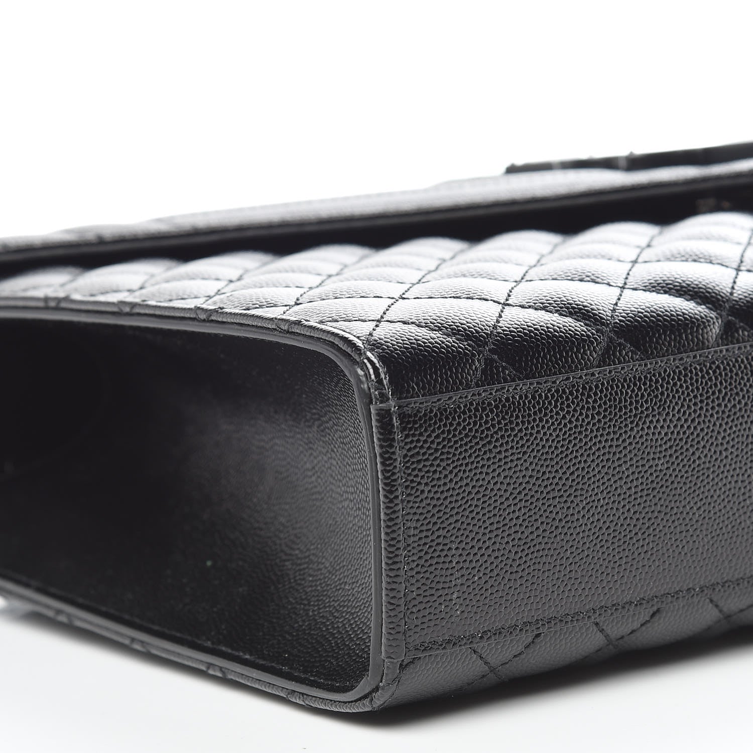 Saint Laurent Grain De Poudre Textured Mixed Matelasse Large Triquilt Monogram Monochrome Satchel Black 6 of 10