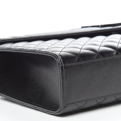 Saint Laurent Grain De Poudre Textured Mixed Matelasse Large Triquilt Monogram Monochrome Satchel Black 6 of 10