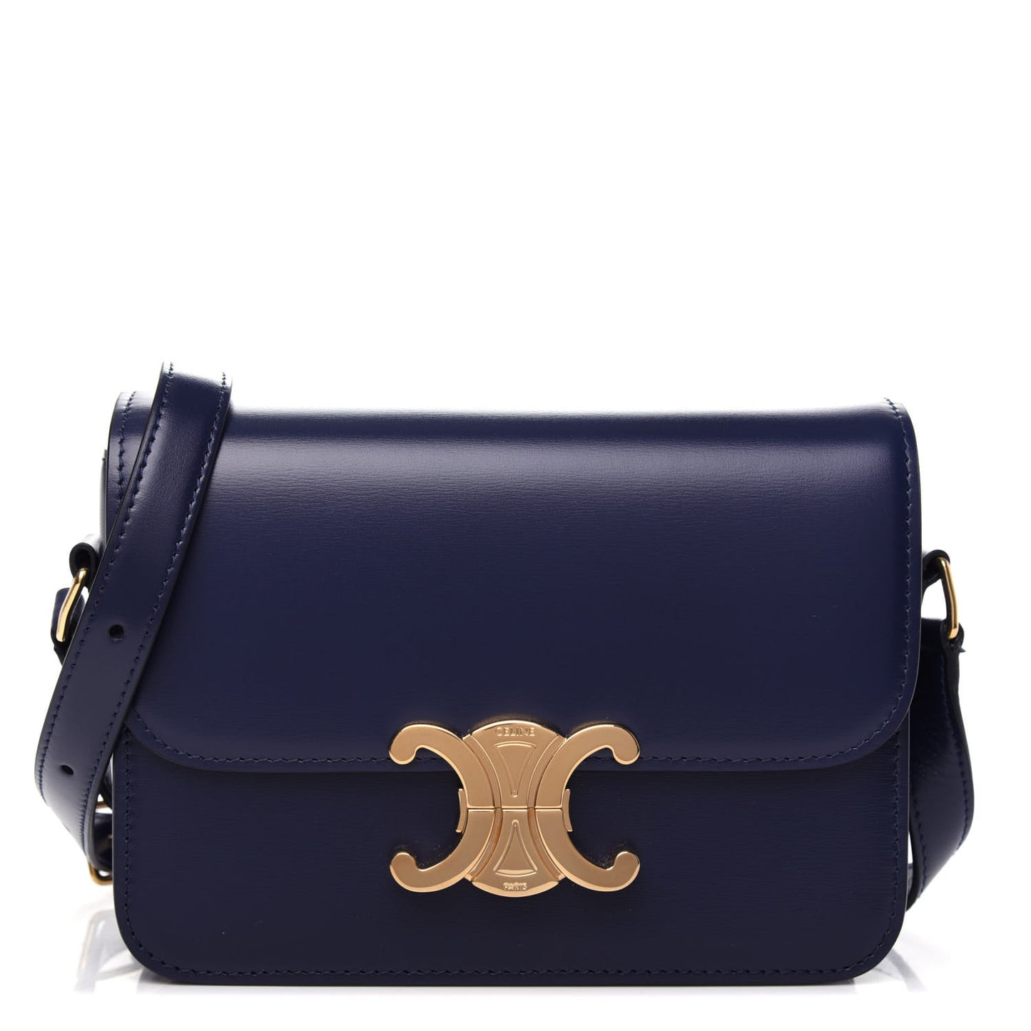 Shiny Calfskin Small Triomphe Dark Blue