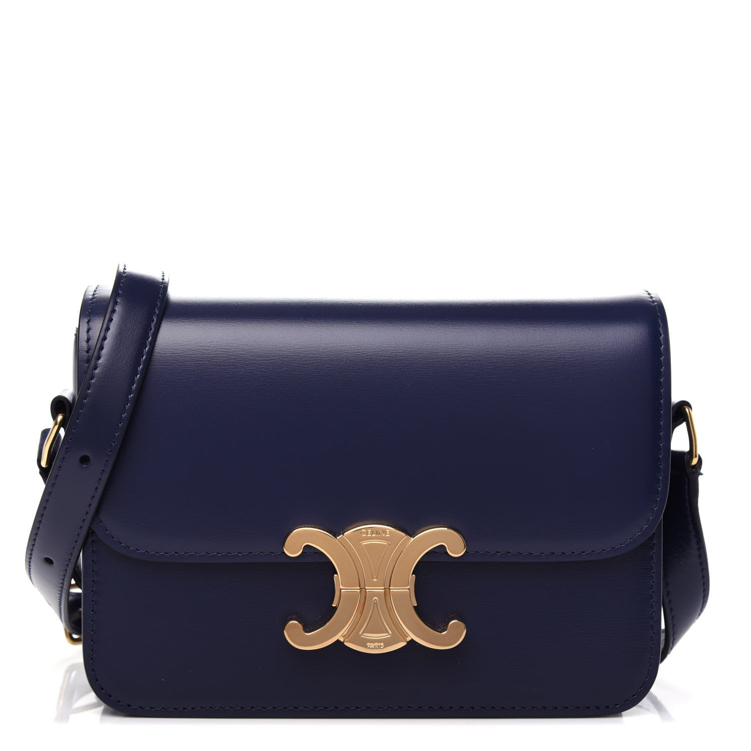 Celine Shiny Calfskin Small Triomphe Dark Blue 1 of 10