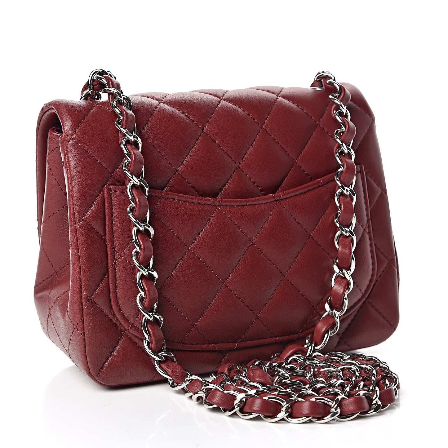 Lambskin Quilted Mini Square Flap Burgundy