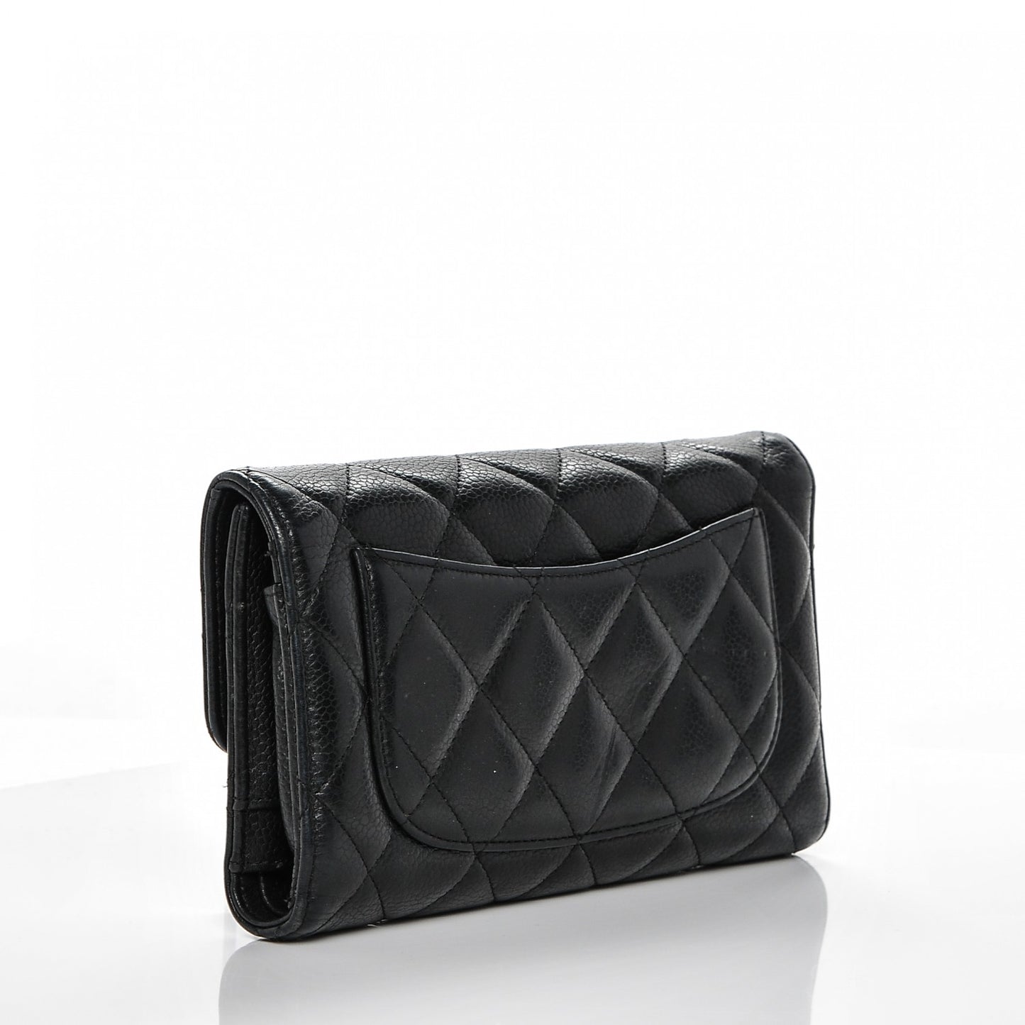 Caviar Quilted Large Flap Wallet Black