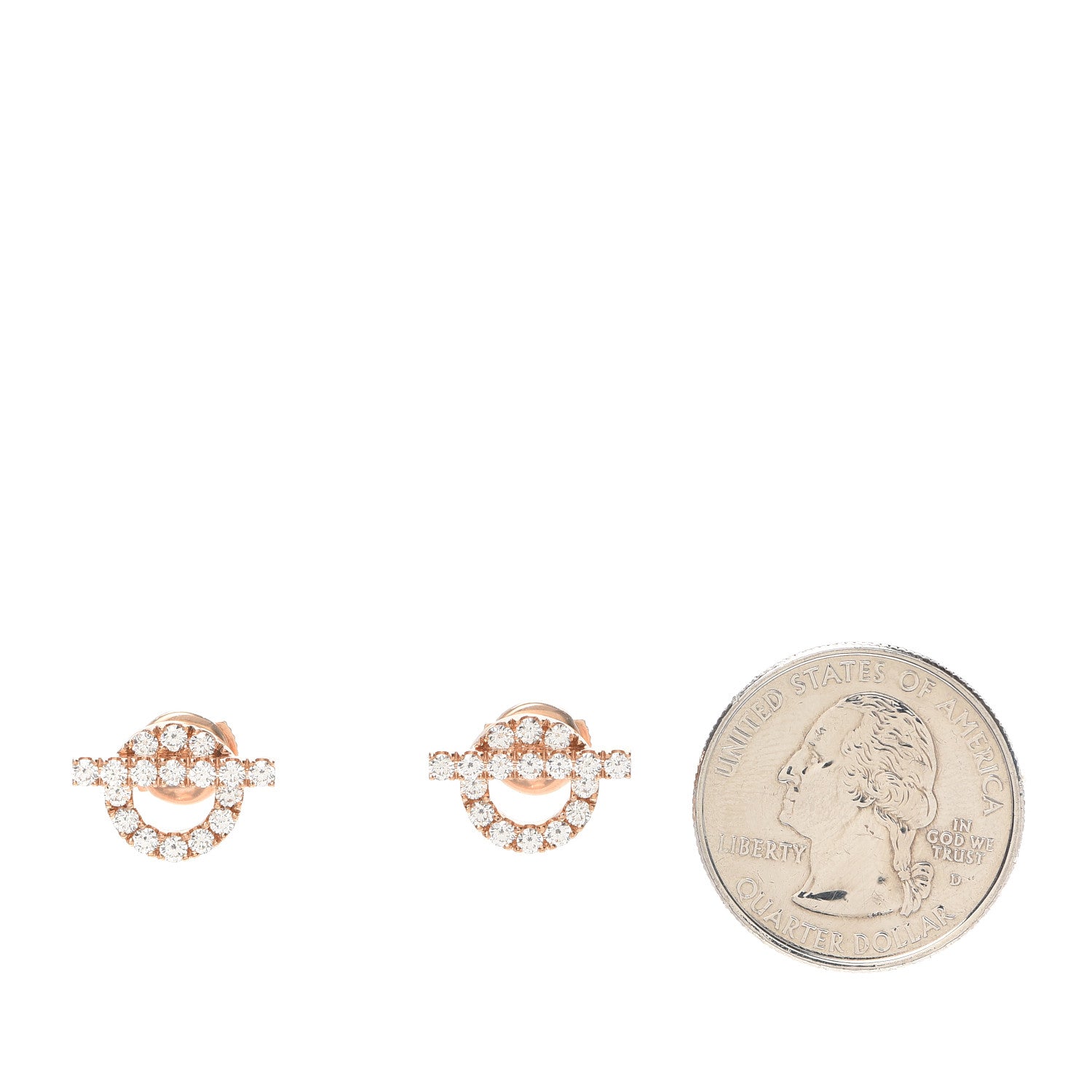 Hermes 18K Rose Gold Diamond Finesse Earrings 2 of 5