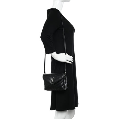 Saint Laurent Calfskin Y Quilted Monogram Toy Loulou Crossbody Bag Black 2 of 10