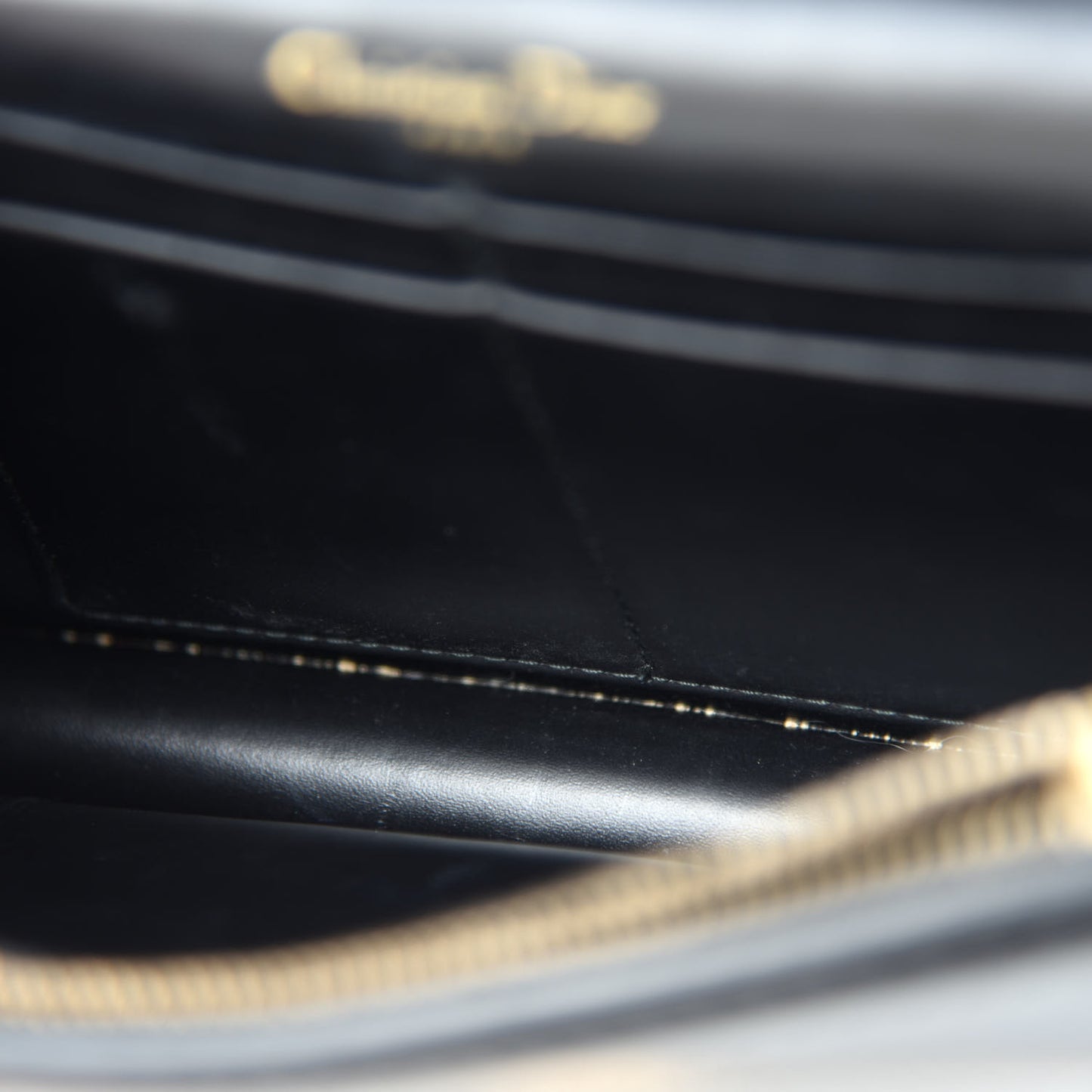 Calfskin J'Adior Wallet on Chain Pouch Black